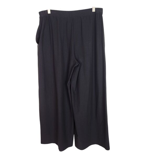 EILEEN FISHER Pants Womens 6 Black Wide Leg Cropped Viscose Pants Relaxed Pocket - Picture 2 of 7